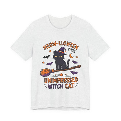 Unimpressed Witch Cat Meow-lloween Tee