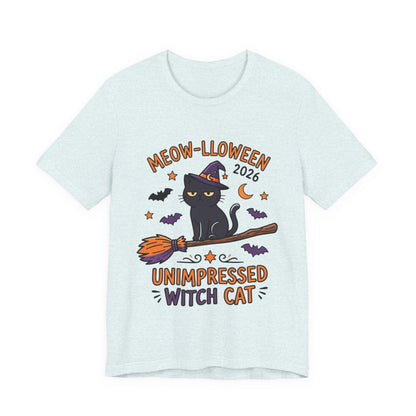Unimpressed Witch Cat Meow-lloween Tee