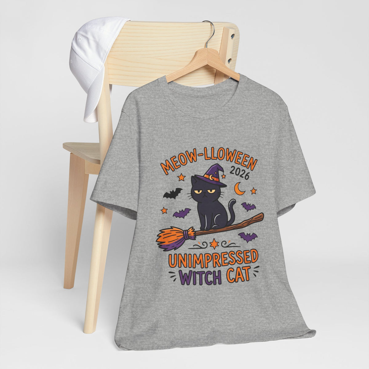 Unimpressed Witch Cat Meow-lloween Tee