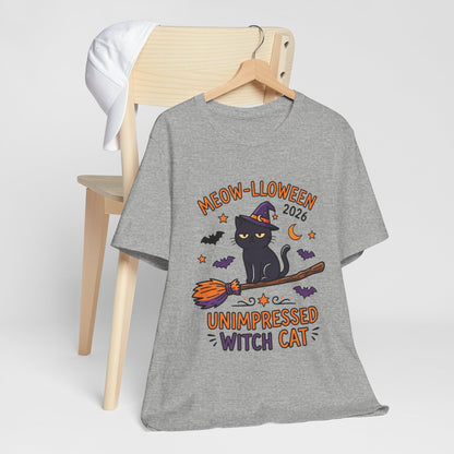 Unimpressed Witch Cat Meow-lloween Tee