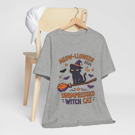 Unimpressed Witch Cat Meow-lloween Tee