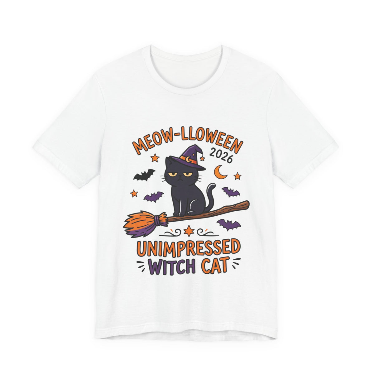 Unimpressed Witch Cat Meow-lloween Tee