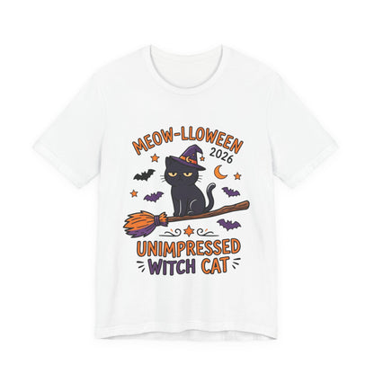 Unimpressed Witch Cat Meow-lloween Tee